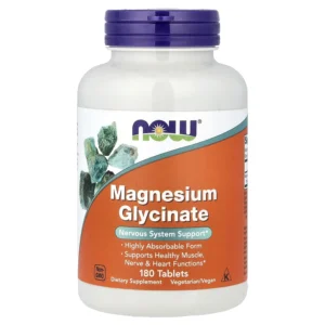 NOW Magnesium Glycinate, 180 tablets container