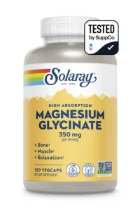 Solaray vs NOW Magnesium Glycinate: Capsules, Tablets and Comparable Cost 1 Solaray High Absorption Magnesium Glycinate 120 VegCaps product packaging