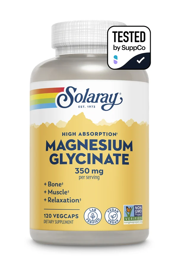 Magnesium Glycinate Powder vs Capsules: Which Format Fits Your Routine? 2 Solaray High Absorption Magnesium Glycinate 120 VegCaps product packaging