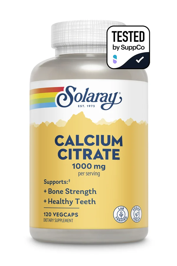 Calcium Supplements Without Vitamin D: Citrate-Only and Blend Options 1 Solaray Calcium Citrate 1000 mg product packaging