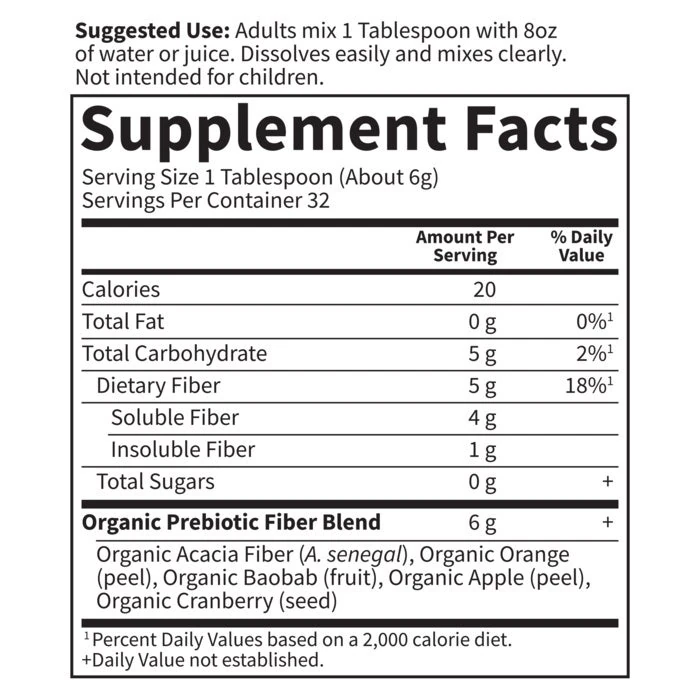 Garden of Life Dr. Formulated Organic Fiber 2 Garden of Life Dr. Formulated Organic Fiber - manufacturer Supplement Facts panel